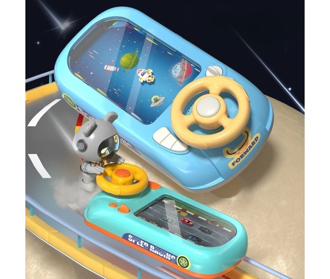 Joc Simulator de Condus, Flippy, 3-6 Ani, Volan Interactiv, Efecte Sonore, din ABS, USB Inclus, Albastru