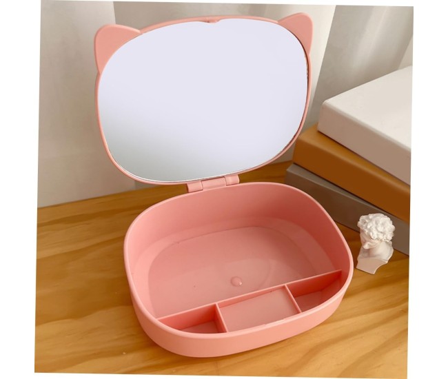 Cutie Organizatoare cu Oglinda, Flippy, 4 Compartimente, pentru Cosmetice si Accesorii, din ABS, 17x13x6 cm, Roz Cutie Organizatoare cu Oglinda, Flippy, 4 Compartimente, pentru Cosmetice si Accesorii, din ABS, 17x13x6 cm, Roz