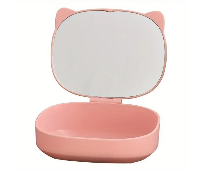 Cutie Organizatoare cu Oglinda, Flippy, 4 Compartimente, pentru Cosmetice si Accesorii, din ABS, 17x13x6 cm, Roz Cutie Organizatoare cu Oglinda, Flippy, 4 Compartimente, pentru Cosmetice si Accesorii, din ABS, 17x13x6 cm, Roz