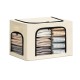 Cutie de Depozitare, Flippy, cu 3 Ferestre cu Fermoar Bidirectional, Cadru din Otel, Impermeabil, 38L, 42 x 30 x 30 cm, Bej Cutie de Depozitare, Flippy, cu 3 Ferestre cu Fermoar Bidirectional, Cadru din Otel, Impermeabil, 38L, 42 x 30 x 30 cm, Bej