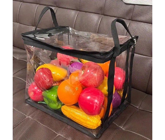 Cutie de Depozitare, Flippy, din PVC + Textil, Rezistenta la Apa, Geanta pentru Carti, 32x24x25 cm, Transparent-Negru Cutie de Depozitare, Flippy, din PVC + Textil, Rezistenta la Apa, Geanta pentru Carti, 32x24x25 cm, Transparent-Negru