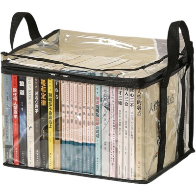 Cutie de Depozitare, Flippy, din PVC + Textil, Rezistenta la Apa, Geanta pentru Carti, 32x24x25 cm, Transparent-Negru Cutie de Depozitare, Flippy, din PVC + Textil, Rezistenta la Apa, Geanta pentru Carti, 32x24x25 cm, Transparent-Negru