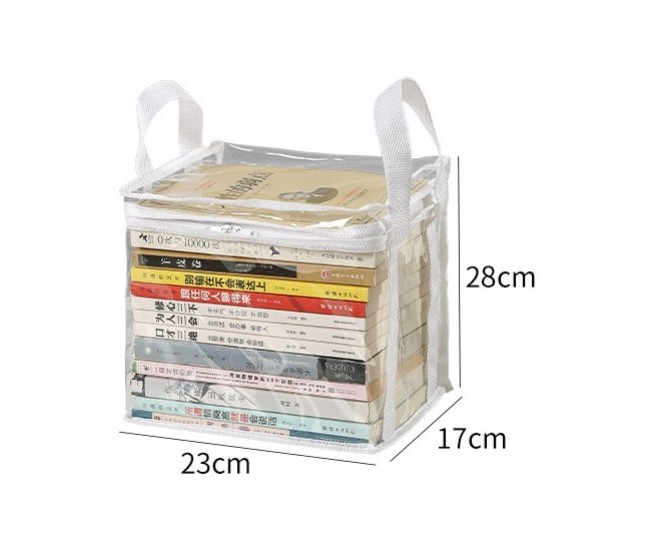 Cutie de Depozitare, Flippy, din PVC+Textil, Rezistenta la Apa, Geanta pentru Carti, 23x17x28 cm, Transparent-Alb Cutie de Depozitare, Flippy, din PVC+Textil, Rezistenta la Apa, Geanta pentru Carti, 23x17x28 cm, Transparent-Alb