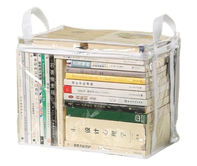 Cutie de Depozitare, Flippy, din PVC + Textil, Rezistenta la Apa, Geanta pentru Carti, 32x24x25 cm, Transparent-Alb Cutie de Depozitare, Flippy, din PVC + Textil, Rezistenta la Apa, Geanta pentru Carti, 32x24x25 cm, Transparent-Alb