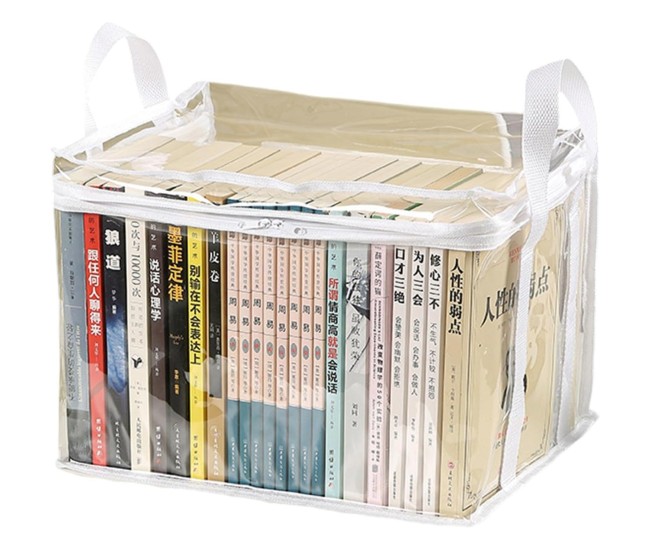 Cutie de Depozitare, Flippy, din PVC + Textil, Rezistenta la Apa, Geanta pentru Carti, 32x24x25 cm, Transparent-Alb Cutie de Depozitare, Flippy, din PVC + Textil, Rezistenta la Apa, Geanta pentru Carti, 32x24x25 cm, Transparent-Alb