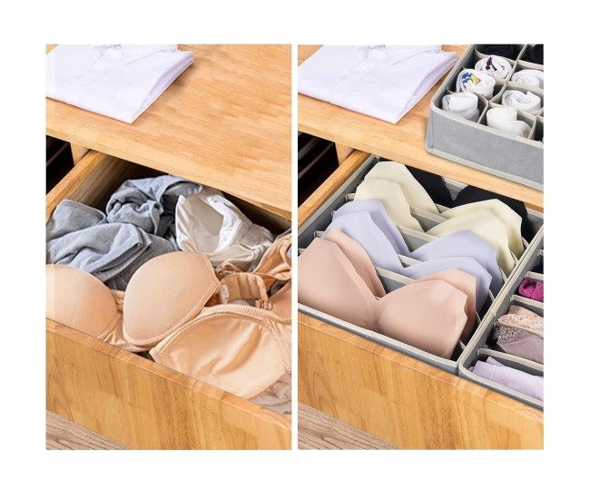 Cutie De Depozitare, Flippy, Pentru Lenjerie, Sosete Si Sutiene, Material Textil, 7 Compartimente, 32 x 32 x 10 cm, Culoare Gri Cutie De Depozitare, Flippy, Pentru Lenjerie, Sosete Si Sutiene, Material Textil, 7 Compartimente, 32 x 32 x 10 cm, Culoare Gri