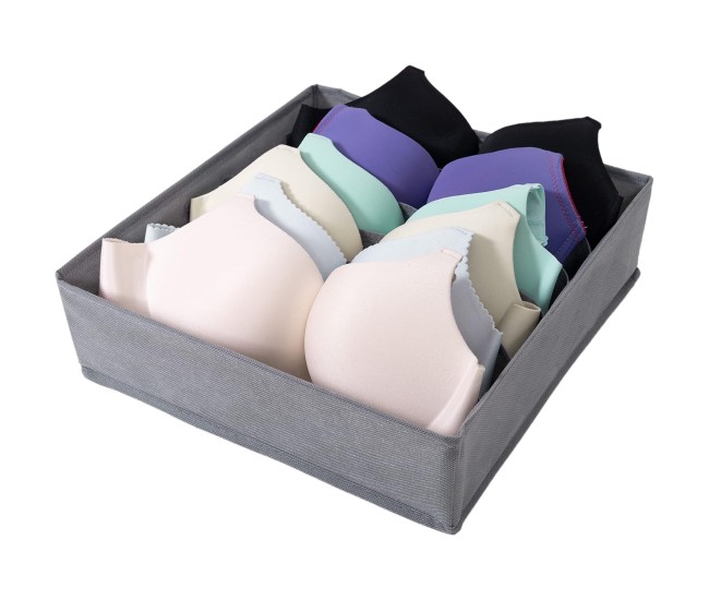 Cutie De Depozitare, Flippy, Pentru Lenjerie, Sosete Si Sutiene, Material Textil, 7 Compartimente, 32 x 32 x 10 cm, Culoare Gri Cutie De Depozitare, Flippy, Pentru Lenjerie, Sosete Si Sutiene, Material Textil, 7 Compartimente, 32 x 32 x 10 cm, Culoare Gri