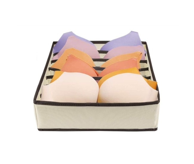 Cutie De Depozitare, Flippy, Pentru Lenjerie, Sosete Si Sutiene, Material Textil, 7 Compartimente, 32 x 32 x 10 cm, Culoare Bej Cutie De Depozitare, Flippy, Pentru Lenjerie, Sosete Si Sutiene, Material Textil, 7 Compartimente, 32 x 32 x 10 cm, Culoare Bej