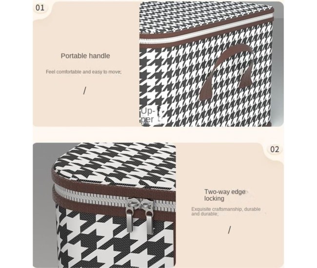 Cutie de Depozitare Pliabila, Flippy, 60x40x30 cm, 75 L, Fereastra Frontala, cu Fermoar Bidirectional, Suport Baza Stabil, Imprimeu in Carouri, Alb/Negru Cutie de Depozitare Pliabila, Flippy, 60x40x30 cm, 75 L, Fereastra Frontala, cu Fermoar Bidirectional, Suport Baza Stabil, Imprimeu in Carouri, Alb/Negru