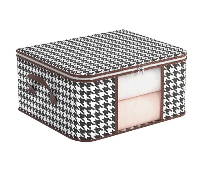 Cutie de Depozitare Pliabila, Flippy, 60x40x30 cm, 75 L, Fereastra Frontala, cu Fermoar Bidirectional, Suport Baza Stabil, Imprimeu in Carouri, Alb/Negru Cutie de Depozitare Pliabila, Flippy, 60x40x30 cm, 75 L, Fereastra Frontala, cu Fermoar Bidirectional, Suport Baza Stabil, Imprimeu in Carouri, Alb/Negru