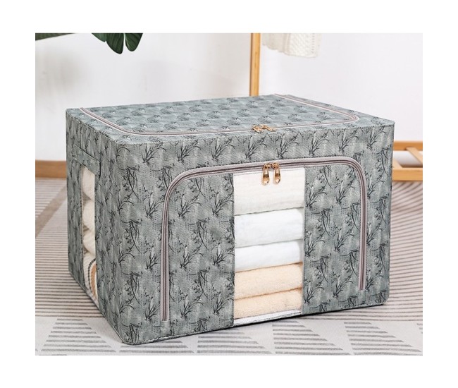 Cutie Depozitare, Flippy, 66L, din Material Textil, 50 x 40 x 33 cm, pentru Haine si Lenjerii, Model Bambus, Verde Cutie Depozitare, Flippy, 66L, din Material Textil, 50 x 40 x 33 cm, pentru Haine si Lenjerii, Model Bambus, Verde