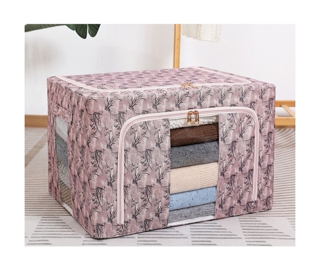 Cutie Depozitare, Flippy, 66L, din Material Textil, 50 x 40 x 33 cm, pentru Haine si Lenjerii, Model Bambus, Roz Cutie Depozitare, Flippy, 66L, din Material Textil, 50 x 40 x 33 cm, pentru Haine si Lenjerii, Model Bambus, Roz
