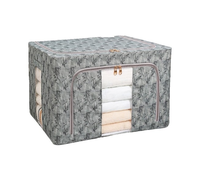 Cutie Depozitare, Flippy, 66L, din Material Textil, 50 x 40 x 33 cm, pentru Haine si Lenjerii, Model Bambus, Verde Cutie Depozitare, Flippy, 66L, din Material Textil, 50 x 40 x 33 cm, pentru Haine si Lenjerii, Model Bambus, Verde