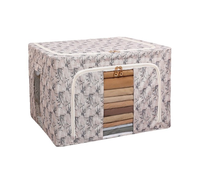 Cutie Depozitare, Flippy, 66L, din Material Textil, 50 x 40 x 33 cm, pentru Haine si Lenjerii, Model Bambus, Galben Cutie Depozitare, Flippy, 66L, din Material Textil, 50 x 40 x 33 cm, pentru Haine si Lenjerii, Model Bambus, Galben