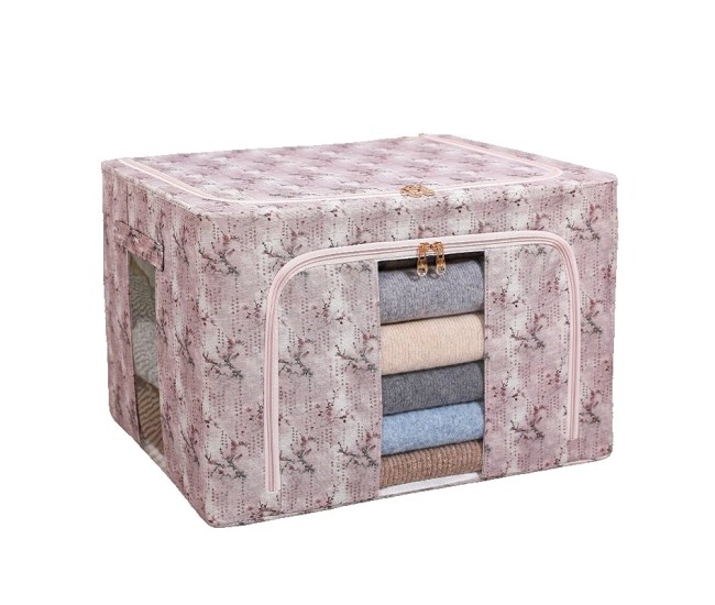 Cutie Depozitare, Flippy, 66L, din Material Textil, 50 x 40 x 33 cm, pentru Haine si Lenjerii, Model Floare de Prun, Roz Cutie Depozitare, Flippy, 66L, din Material Textil, 50 x 40 x 33 cm, pentru Haine si Lenjerii, Model Floare de Prun, Roz