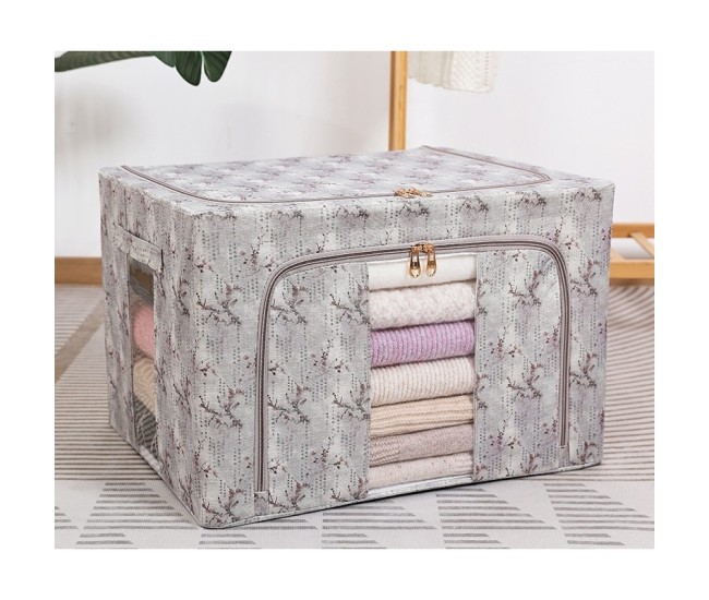 Cutie Depozitare, Flippy, 66L, din Material Textil, 50 x 40 x 33 cm, pentru Haine si Lenjerii, Model Flori de Primavara, Gri Cutie Depozitare, Flippy, 66L, din Material Textil, 50 x 40 x 33 cm, pentru Haine si Lenjerii, Model Flori de Primavara, Gri