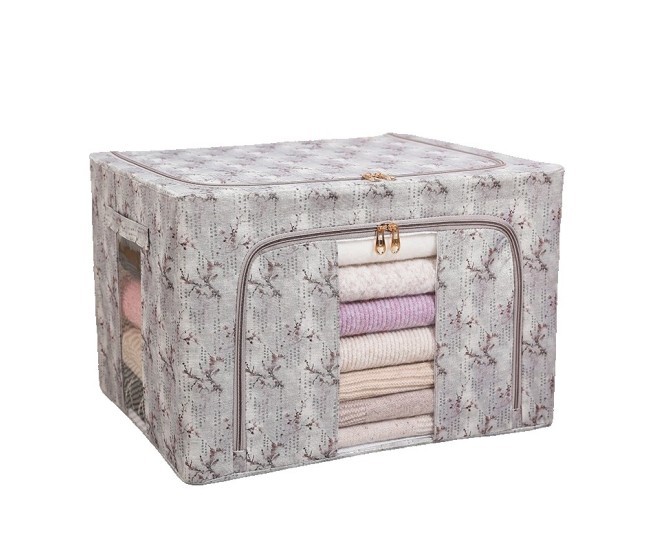 Cutie Depozitare, Flippy, 66L, din Material Textil, 50 x 40 x 33 cm, pentru Haine si Lenjerii, Model Flori de Primavara, Gri Cutie Depozitare, Flippy, 66L, din Material Textil, 50 x 40 x 33 cm, pentru Haine si Lenjerii, Model Flori de Primavara, Gri