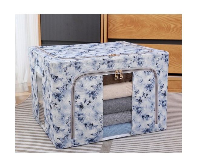 Cutie Depozitare, Flippy, 66L, din Material Textil, 50 x 40 x 33 cm, pentru Haine si Lenjerii, Model Fluturasi, Albastru Cutie Depozitare, Flippy, 66L, din Material Textil, 50 x 40 x 33 cm, pentru Haine si Lenjerii, Model Fluturasi, Albastru