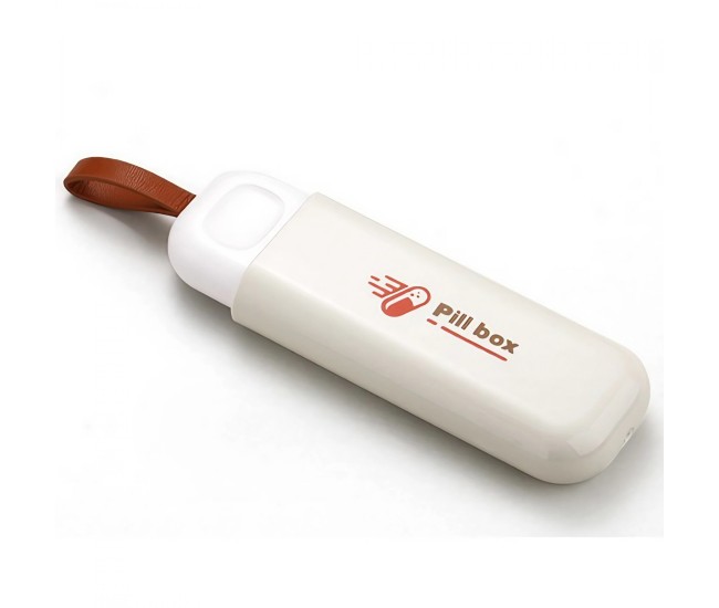 Cutie Depozitare Medicamente, Flippy, Portabila, 3 Compartimente, Tip Breloc, Plastic, Glisanta, Alb, 10.7x3.6x1.6 cm