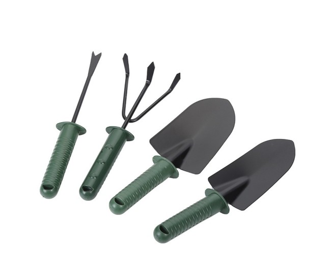Set 4 Unelte de Gradina Flippy, pentru Plantare Prelucrare Sol si Ingrijire Plante, Material PVC si cardboard, 25 x 8.5 cm, verde