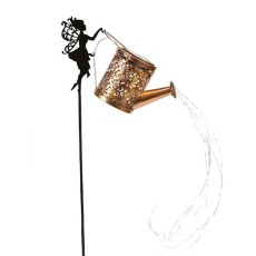 Decor Ornament pentru Gradina, Flippy, Decoratiune pentru Gradina, Model Zana cu Stropitoare, Lumini LED Alb Cald, Inaltime 63 cm, Negru