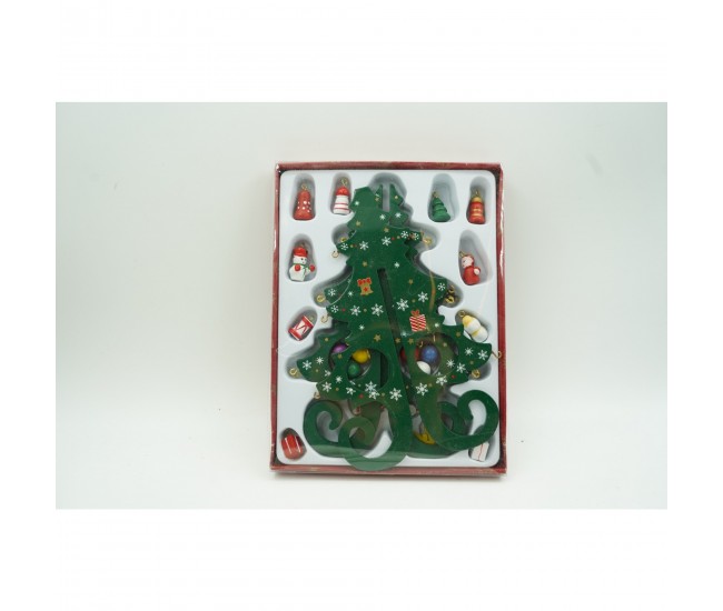 Decoratiune Craciun, Brad, Verde, 6 cavitati cu ornamente, 12 cm x 20 cm, Lemn, Flippy Decoratiune Craciun, Brad, Verde, 6 cavitati cu ornamente, 12 cm x 20 cm, Lemn, Flippy