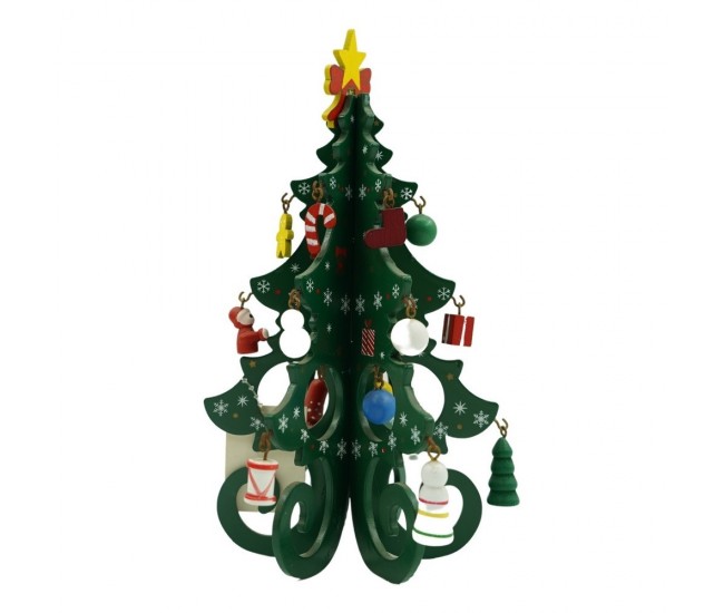 Decoratiune Craciun, Brad, Verde, 6 cavitati cu ornamente, 12 cm x 20 cm, Lemn, Flippy Decoratiune Craciun, Brad, Verde, 6 cavitati cu ornamente, 12 cm x 20 cm, Lemn, Flippy