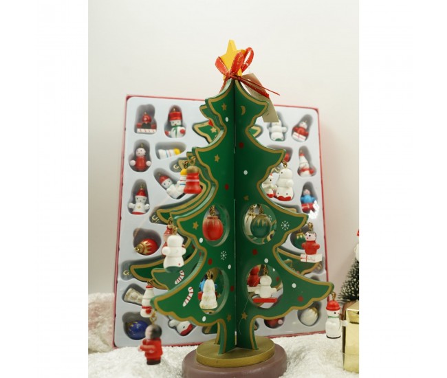 Decoratiune Craciun, Brad, Verde, 8 cavitati cu ornamente, 18.5 cm x 25 cm, Lemn, Flippy Decoratiune Craciun, Brad, Verde, 8 cavitati cu ornamente, 18.5 cm x 25 cm, Lemn, Flippy