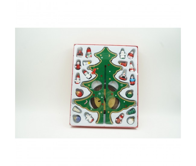 Decoratiune Craciun, Brad, Verde, 8 cavitati cu ornamente, 18.5 cm x 25 cm, Lemn, Flippy Decoratiune Craciun, Brad, Verde, 8 cavitati cu ornamente, 18.5 cm x 25 cm, Lemn, Flippy