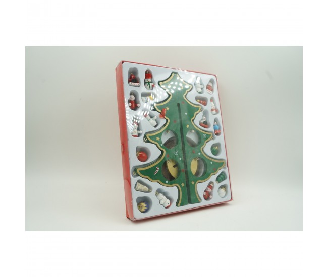 Decoratiune Craciun, Brad, Verde, 8 cavitati cu ornamente, 18.5 cm x 25 cm, Lemn, Flippy Decoratiune Craciun, Brad, Verde, 8 cavitati cu ornamente, 18.5 cm x 25 cm, Lemn, Flippy