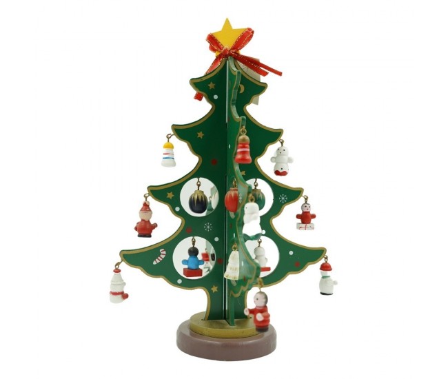 Decoratiune Craciun, Brad, Verde, 8 cavitati cu ornamente, 18.5 cm x 25 cm, Lemn, Flippy Decoratiune Craciun, Brad, Verde, 8 cavitati cu ornamente, 18.5 cm x 25 cm, Lemn, Flippy