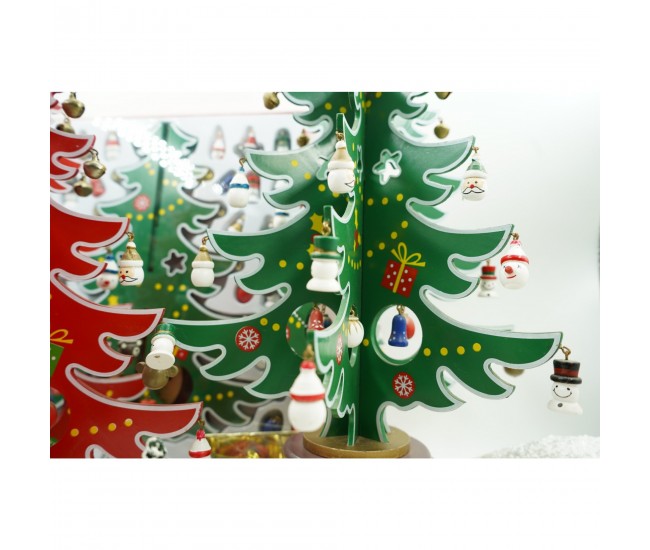 Decoratiune Craciun, Brad, Verde/Alb, 15 cavitati cu ornamente, 25.5 cm x 33 cm, Lemn, Flippy Decoratiune Craciun, Brad, Verde/Alb, 15 cavitati cu ornamente, 25.5 cm x 33 cm, Lemn, Flippy