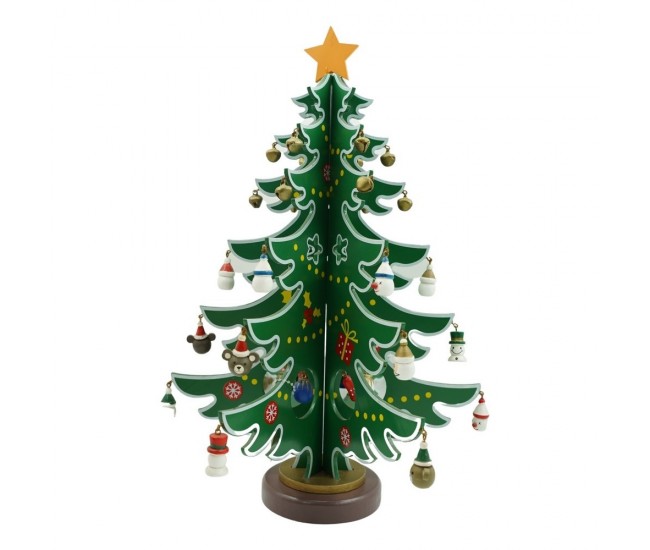 Decoratiune Craciun, Brad, Verde/Alb, 15 cavitati cu ornamente, 25.5 cm x 33 cm, Lemn, Flippy Decoratiune Craciun, Brad, Verde/Alb, 15 cavitati cu ornamente, 25.5 cm x 33 cm, Lemn, Flippy