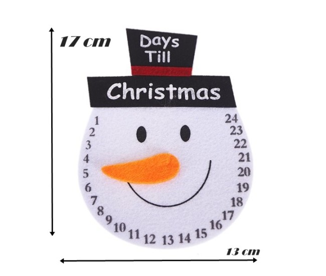 Decoratiune de Craciun Flippy, Advent calendar, numara zilele pana la Craciun, model Om de Zapada, material poliester, 17 x 13 cm, alb Decoratiune de Craciun Flippy, Advent calendar, numara zilele pana la Craciun, model Om de Zapada, material poliester, 17 x 13 cm, alb