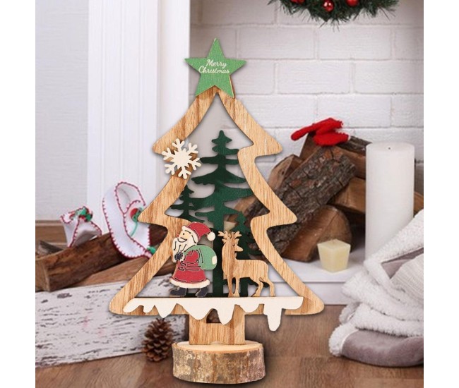 Decoratiune de Craciun, Flippy, din Lemn, 13 x 20 cm, Model Brad cu Stea Verde, Multicolor Decoratiune de Craciun, Flippy, din Lemn, 13 x 20 cm, Model Brad cu Stea Verde, Multicolor