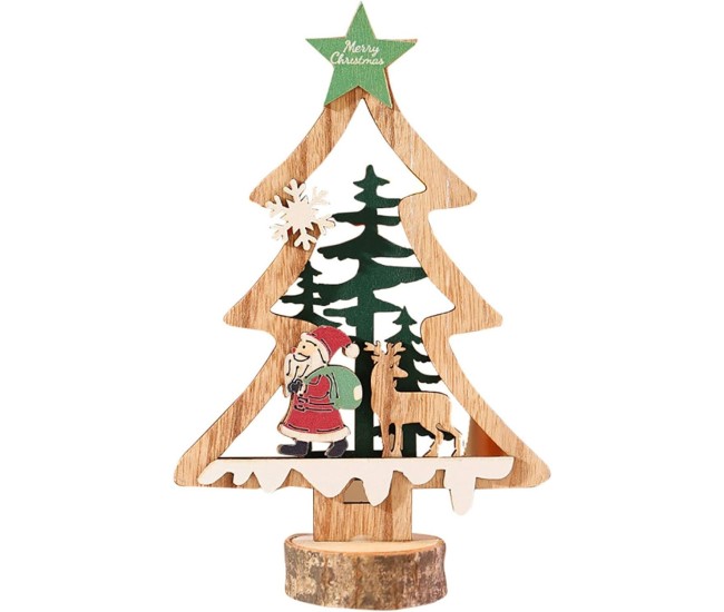 Decoratiune de Craciun, Flippy, din Lemn, 13 x 20 cm, Model Brad cu Stea Verde, Multicolor Decoratiune de Craciun, Flippy, din Lemn, 13 x 20 cm, Model Brad cu Stea Verde, Multicolor