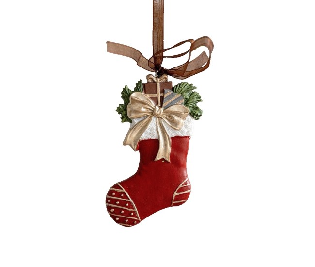 Decoratiune de Craciun, Flippy, pentru Brad, Model Soseta, 10 x 6 cm, din Rasina, Multicolor