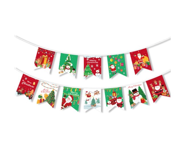 Decoratiune de Craciun, Flippy, Tip Banner, 12 Piese, pentru Usa sau Perete, Multicolor, Sfoara Inclusa, Model A