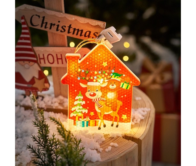 Decoratiune de Craciun Luminoasa in forma de casa, 11.5 x 9.7 cm, cu ren, cu agatatoare, Alb Cald, Flippy Decoratiune de Craciun Luminoasa in forma de casa, 11.5 x 9.7 cm, cu ren, cu agatatoare, Alb Cald, Flippy