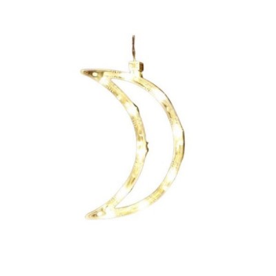 Decoratiune de Craciun Luminoasa in forma de Luna, 18.5x12 cm, cu Ventuza, Alb Cald, Flippy