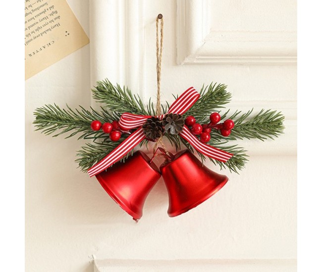 Decoratiune de Craciun pentru Brad, Flippy, Model 2 Clopotei de Craciun cu Crenguta de Brad, Decoratiune pentru Interior de Craciun, Rosu lucios Decoratiune de Craciun pentru Brad, Flippy, Model 2 Clopotei de Craciun cu Crenguta de Brad, Decoratiune pentru Interior de Craciun, Rosu lucios