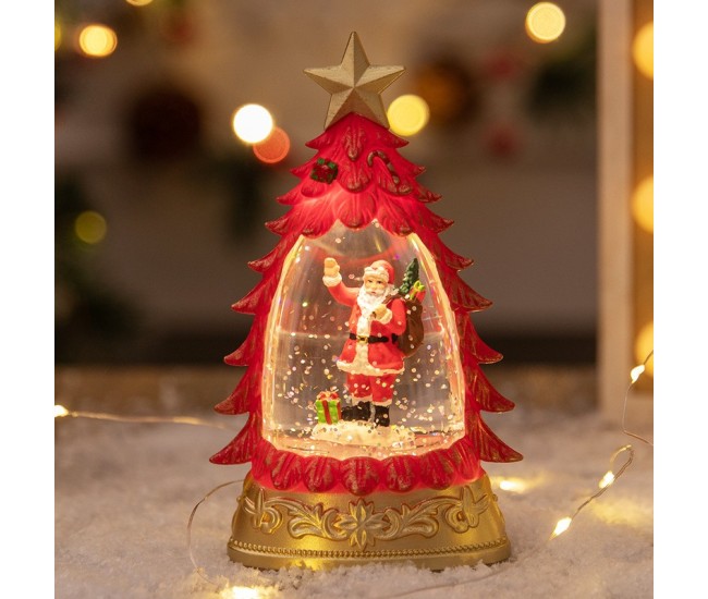 Decoratiune de Craciun tip Brad, Flippy, Glob de Cristal cu Fulgi de Zapada, Model Mos Craciun, Iluminare LED, 16 x 9 x 5 cm, Carcasa Vintage Rosu, Transparent Decoratiune de Craciun tip Brad, Flippy, Glob de Cristal cu Fulgi de Zapada, Model Mos Craciun, Iluminare LED, 16 x 9 x 5 cm, Carcasa Vintage Rosu, Transparent