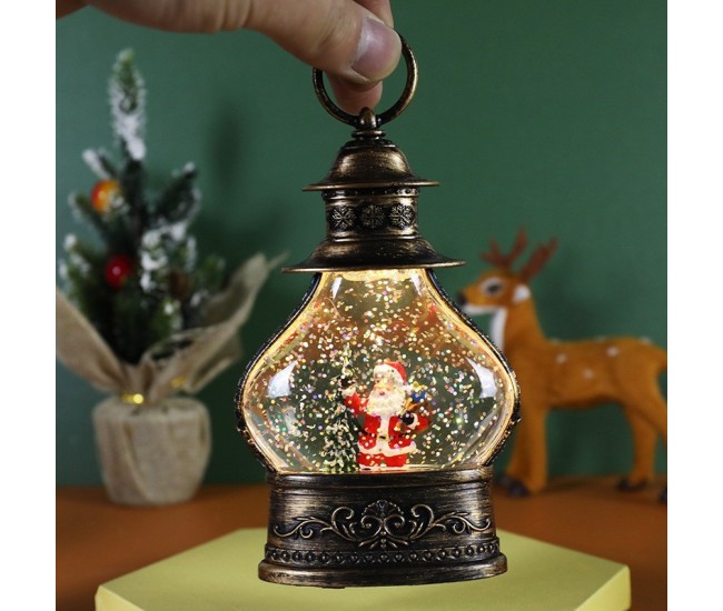 Decoratiune de Craciun tip Felinar, Flippy, Glob de Cristal cu Fulgi de Zapada, Model Mos Craciun, Ornamentat cu Luminite Interioare, 14.5 x 9 x 3 cm, Rama Neagra, Transparent Decoratiune de Craciun tip Felinar, Flippy, Glob de Cristal cu Fulgi de Zapada, Model Mos Craciun, Ornamentat cu Luminite Interioare, 14.5 x 9 x 3 cm, Rama Neagra, Transparent