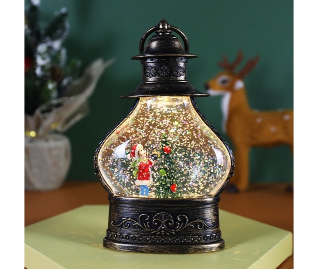 Decoratiune de Craciun tip Felinar, Flippy, Glob de Cristal cu Fulgi de Zapada, Model Elf, Ornamentat cu Luminite Interioare, 14.5 x 9 x 3 cm, Rama Neagra, Transparent Decoratiune de Craciun tip Felinar, Flippy, Glob de Cristal cu Fulgi de Zapada, Model Elf, Ornamentat cu Luminite Interioare, 14.5 x 9 x 3 cm, Rama Neagra, Transparent