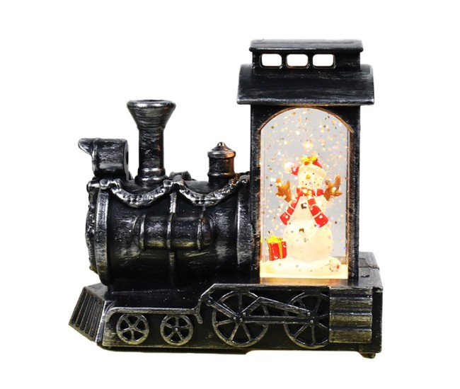 Decoratiune de Craciun tip Locomotiva, Flippy, Glob de Cristal cu Fulgi de Zapada, Model Om de Zapada, Iluminare LED, 11.5 x 12.5 x 6 cm, Carcasa Vintage Bronze, Transparent Decoratiune de Craciun tip Locomotiva, Flippy, Glob de Cristal cu Fulgi de Zapada, Model Om de Zapada, Iluminare LED, 11.5 x 12.5 x 6 cm, Carcasa Vintage Bronze, Transparent