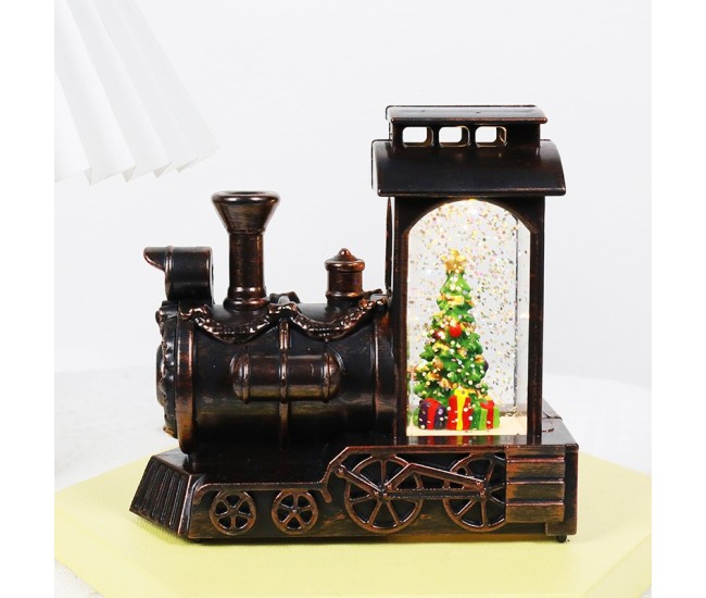 Decoratiune de Craciun tip Locomotiva, Flippy, Glob de Cristal cu Fulgi de Zapada, Model Pom de Craciun, Iluminare LED, 11.5 x 12.5 x 6 cm, Carcasa Vintage Bronze, Transparent Decoratiune de Craciun tip Locomotiva, Flippy, Glob de Cristal cu Fulgi de Zapada, Model Pom de Craciun, Iluminare LED, 11.5 x 12.5 x 6 cm, Carcasa Vintage Bronze, Transparent