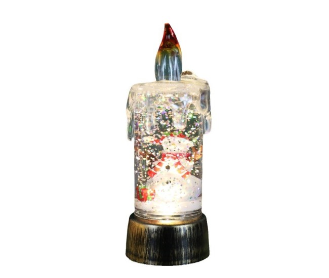 Decoratiune de Craciun tip Lumanare, Flippy, Lumanare de Cristal cu Fulgi de Zapada, Model Om de Zapada cu Sclipici, Iluminare LED, 13 x 5 x 5 cm, Baza Vintage Bronze, Transparent Decoratiune de Craciun tip Lumanare, Flippy, Lumanare de Cristal cu Fulgi de Zapada, Model Om de Zapada cu Sclipici, Iluminare LED, 13 x 5 x 5 cm, Baza Vintage Bronze, Transparent