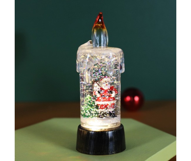 Decoratiune de Craciun tip Lumanare, Flippy, Lumanare de Cristal cu Fulgi de Zapada, Model Mos Craciun cu Sclipici, Iluminare LED, 13 x 5 x 5 cm, Baza Vintage Bronze, Transparent Decoratiune de Craciun tip Lumanare, Flippy, Lumanare de Cristal cu Fulgi de Zapada, Model Mos Craciun cu Sclipici, Iluminare LED, 13 x 5 x 5 cm, Baza Vintage Bronze, Transparent