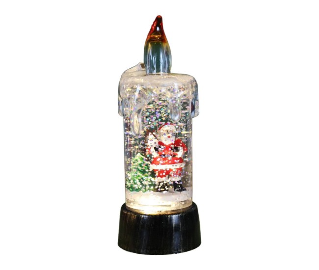 Decoratiune de Craciun tip Lumanare, Flippy, Lumanare de Cristal cu Fulgi de Zapada, Model Mos Craciun cu Sclipici, Iluminare LED, 13 x 5 x 5 cm, Baza Vintage Bronze, Transparent Decoratiune de Craciun tip Lumanare, Flippy, Lumanare de Cristal cu Fulgi de Zapada, Model Mos Craciun cu Sclipici, Iluminare LED, 13 x 5 x 5 cm, Baza Vintage Bronze, Transparent