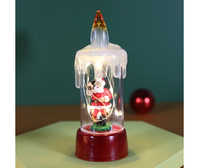 Decoratiune de Craciun tip Lumanare, Flippy, Lumanare de Cristal fara Fulgi de Zapada, Model Mos Craciun, Iluminare LED, 13 x 5 x 5 cm, Baza Rosie, Transparent Decoratiune de Craciun tip Lumanare, Flippy, Lumanare de Cristal fara Fulgi de Zapada, Model Mos Craciun, Iluminare LED, 13 x 5 x 5 cm, Baza Rosie, Transparent